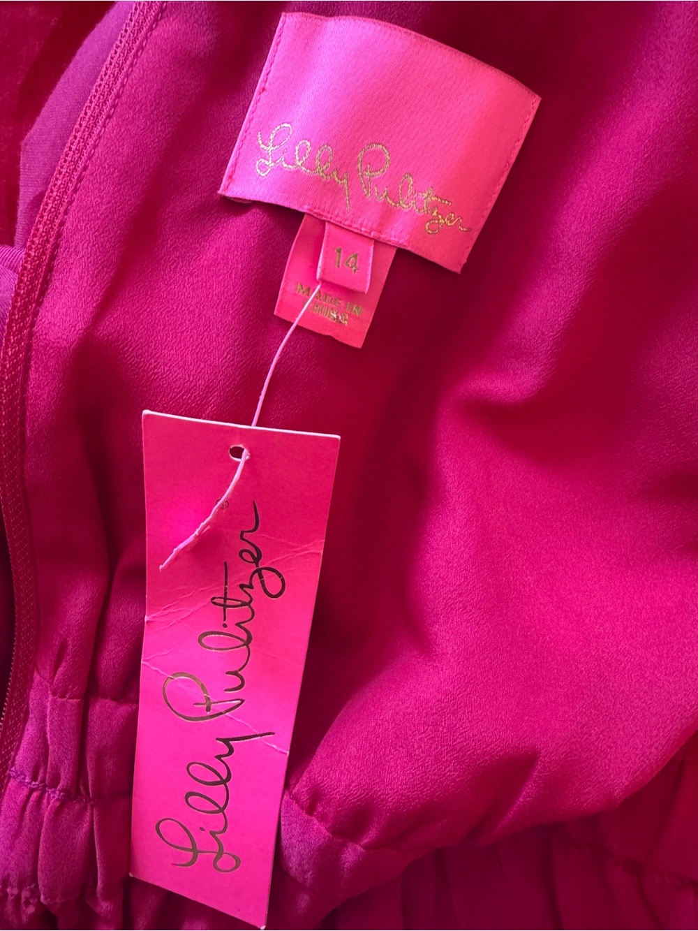 Lilly Pulitzer Dress MARLEEN Halter SILK cotton HALTER, POINSETTIA RED Pink 14 - Picture 7 of 10
